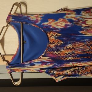 Funky Shark bite two layer tank geometric M Medium NWOT